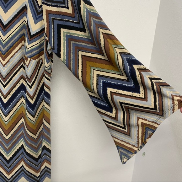 Roamans Midi Dress 20W Stretch Knit‎  Geometric Flare Sleeve Shift Office Casual - Picture 4 of 9